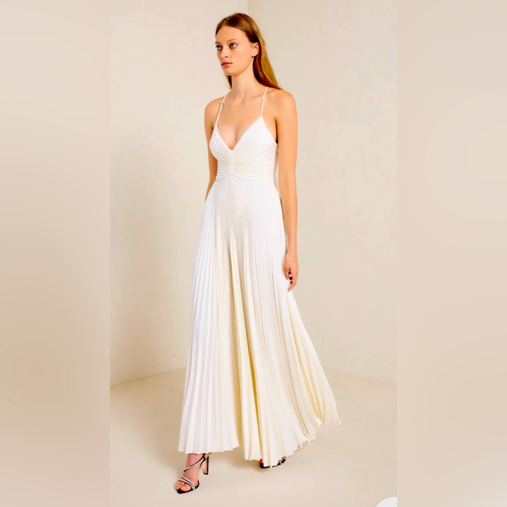 A.L.C. Cream Pleated Maxi Dress